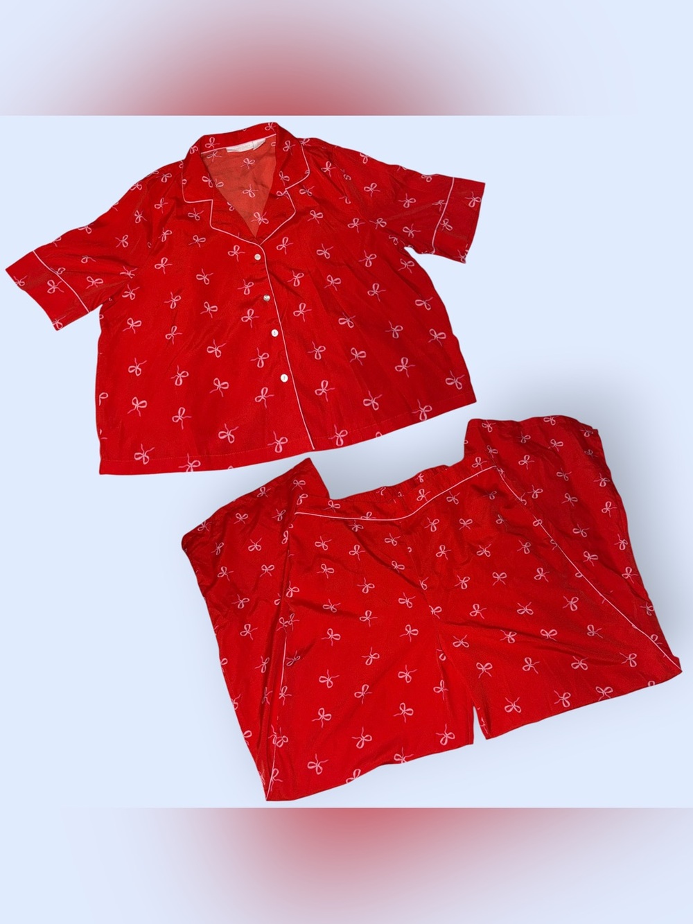 Shabby Chic Red Bow-Print Pajama Set